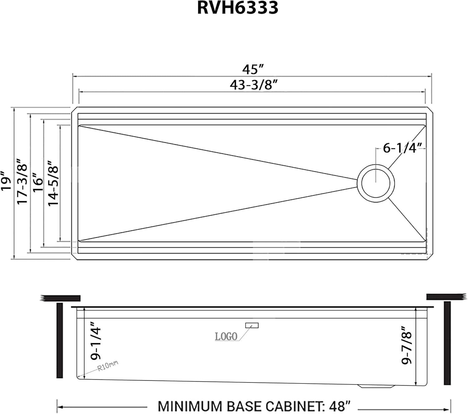 Ruvati 45-inch Stainless Steel Workstation Two-Tiered Ledge Undermount Kitchen Sink