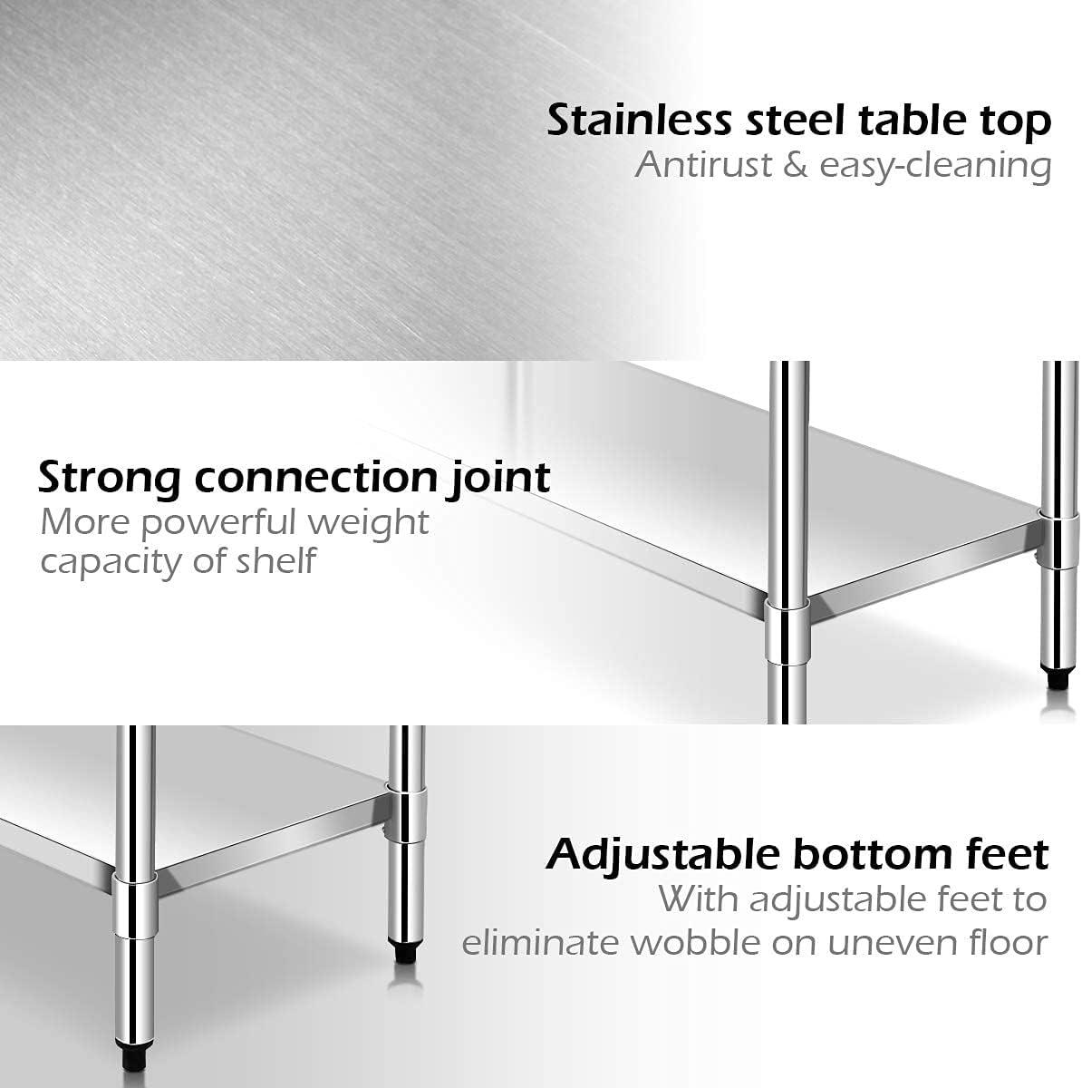 Gymax Stainless Steel 36'' L x 24'' W x 35'' H Work Tables