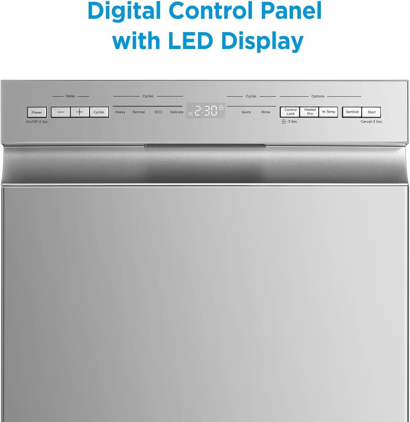 Midea Built-in Dishwasher with 8 Place Settings, 6 Washing Programs, Stainless Steel Tub, Heated Dry, Energy Star, MDF18A1AST, Stainless Steel