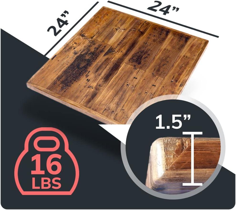 Rustic 24" x 24" Reclaimed Wood Table Top with Matte Finish