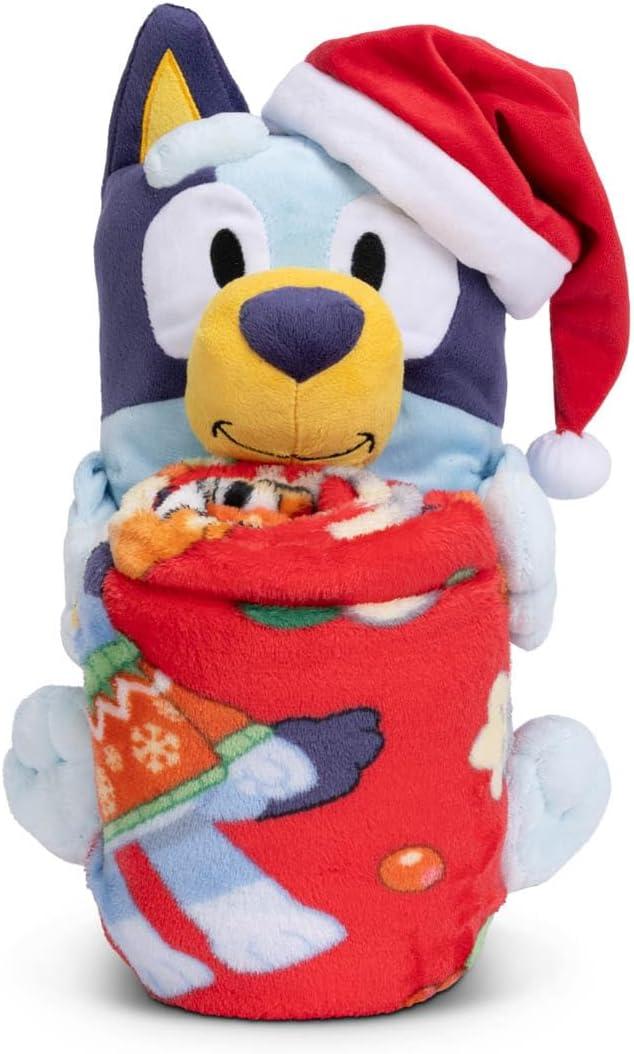 Northwest Character Hugger Pillow & Silk Touch Throw Blanket Set, 40" x 50", Bluey Festive Sweaters