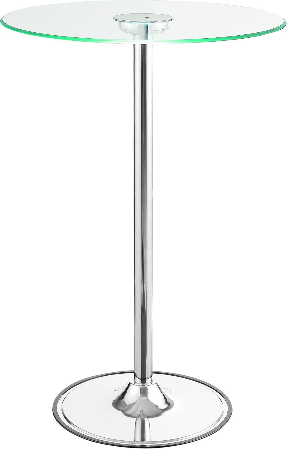 Coaster Company LED Round Pub Table, Chrome and Clear