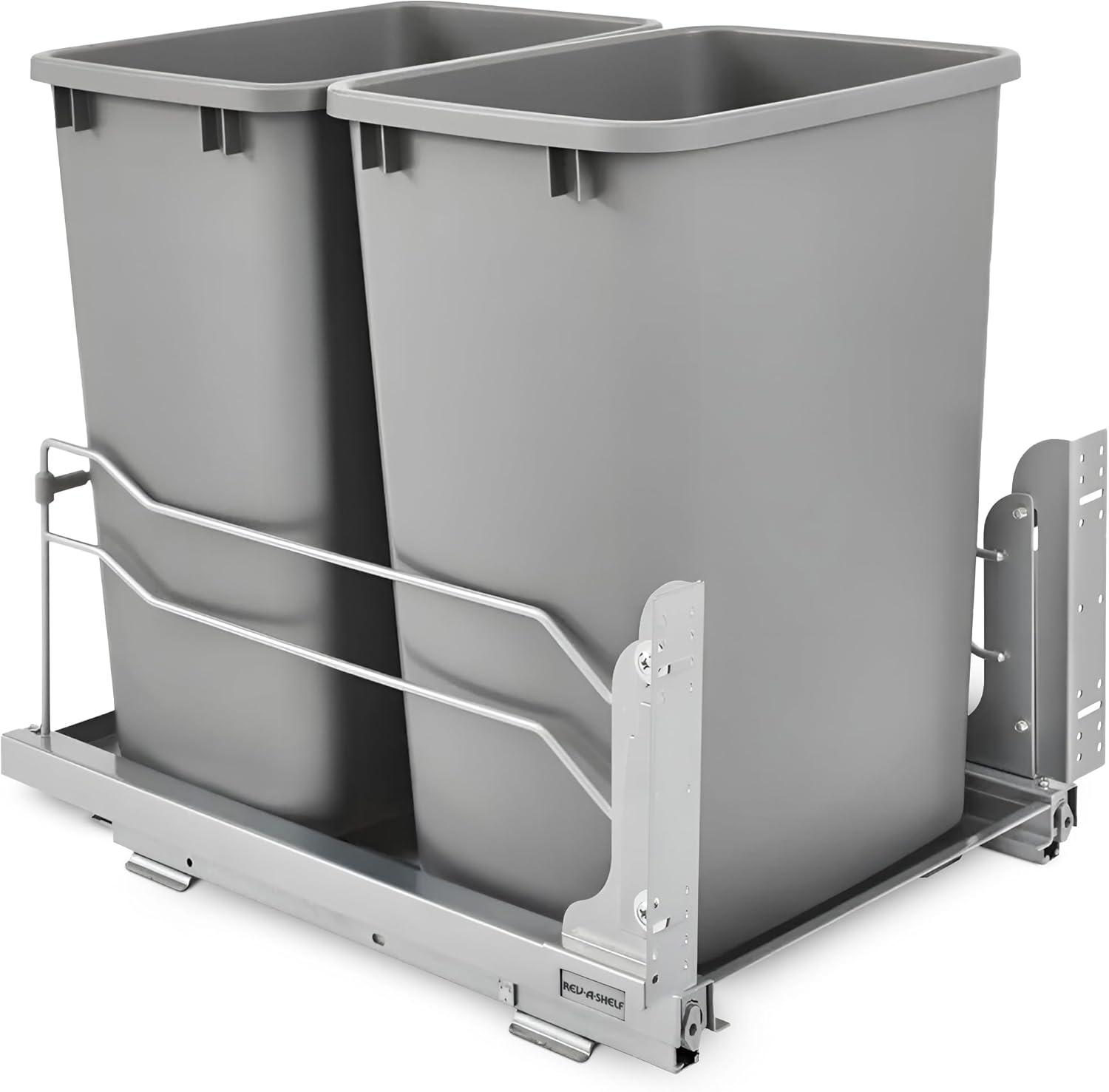 Rev-A-Shelf Double Pull Out Trash Can 35 Qt with Soft-Close