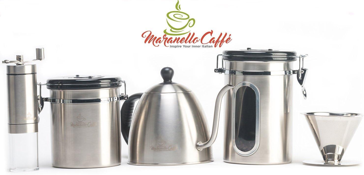 Maranello Caff Pour Over Coffee Dripper - Reusable Stainless Steel Pour Over Coffee Maker - Single or Multi Cup Paperless Coffee Filter with Cup Stand