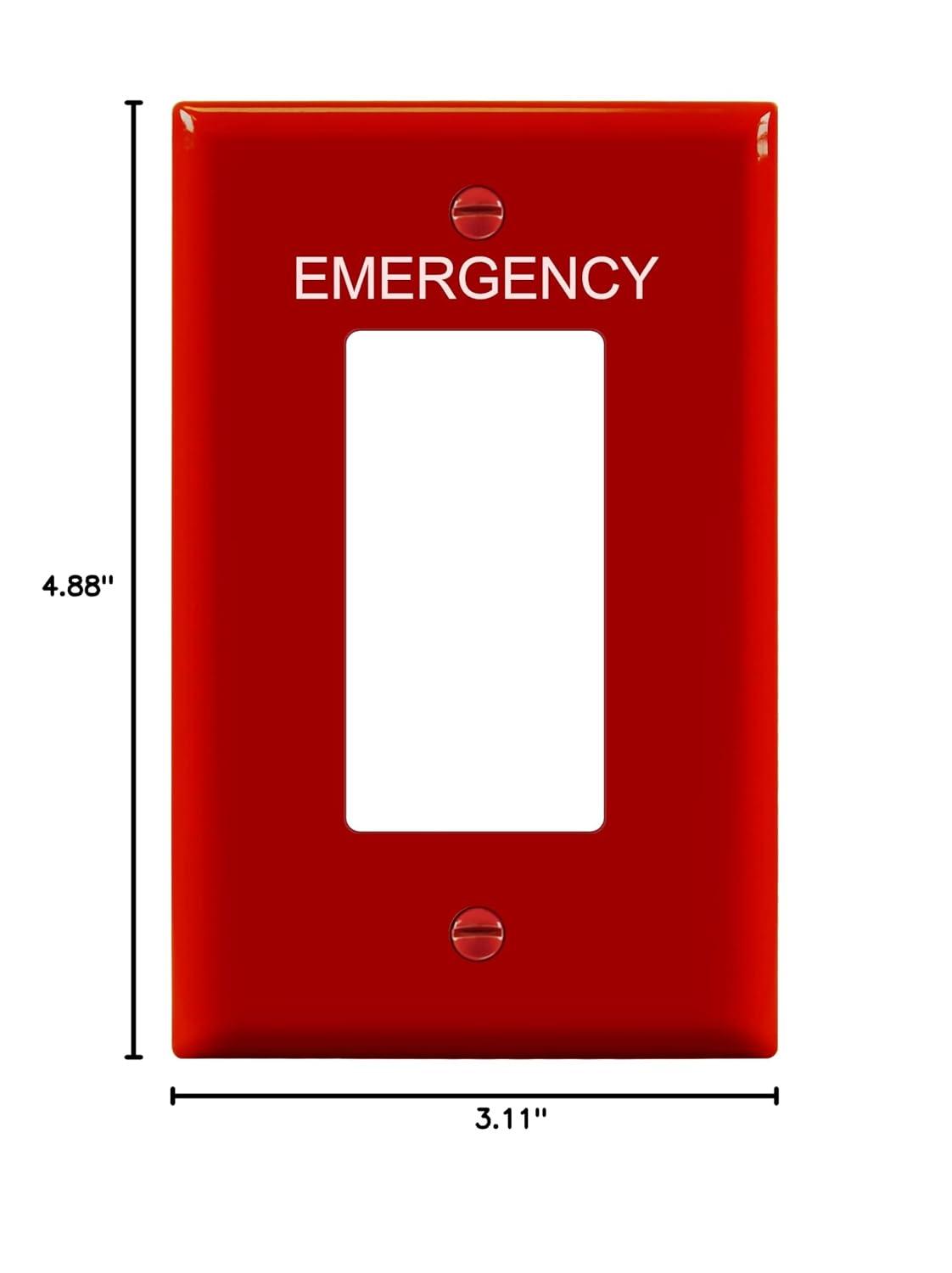 Red Polycarbonate Emergency Label Mid-Size Wall Plate
