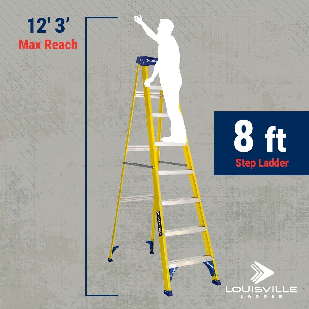 Louisville Ladder 8 ft. Fiberglass Step Ladder with 250 lbs. Load Capacity Type I Duty Rating