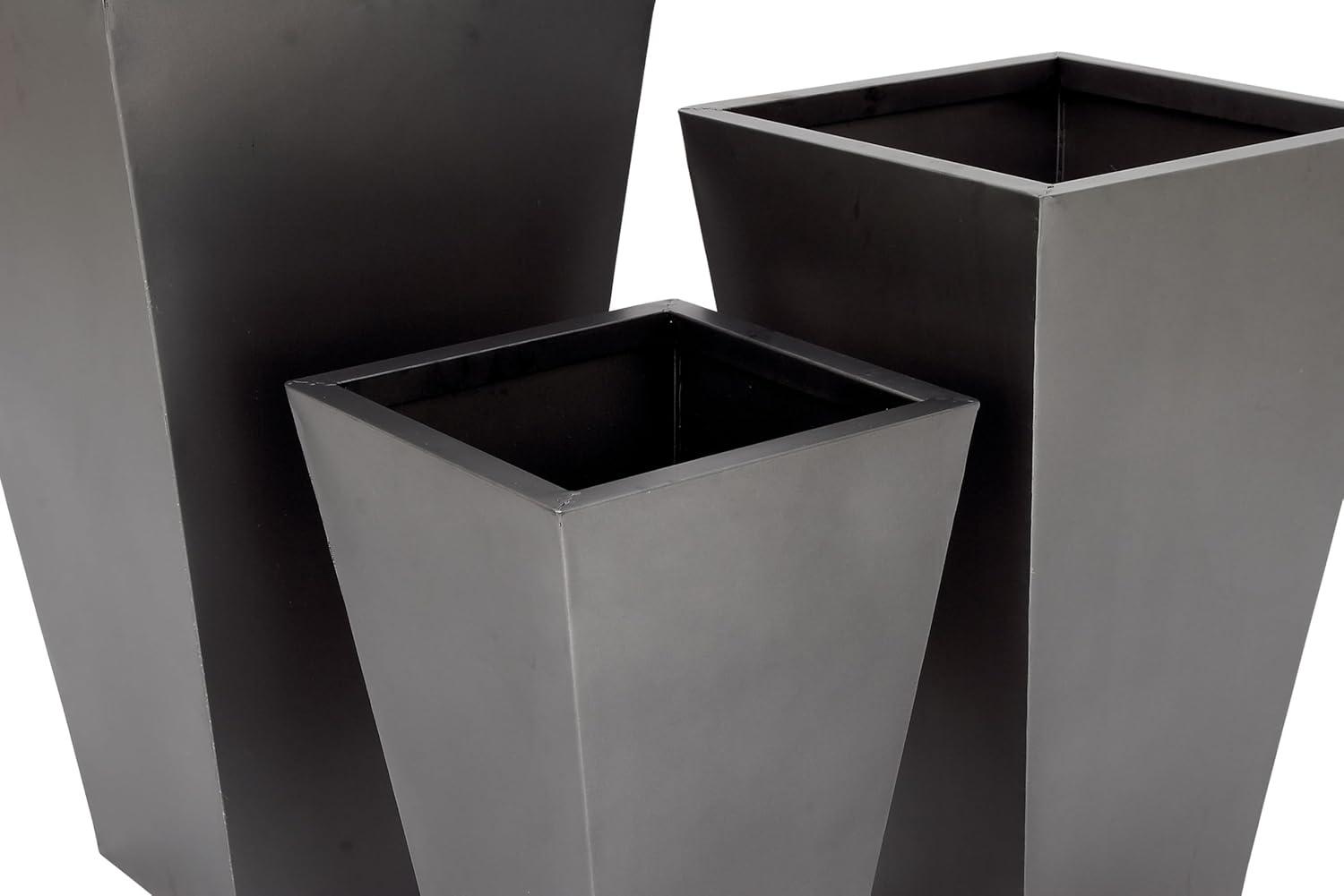 Set of 3 Contemporary Trapezoidal Iron Planters Gray - Olivia & May