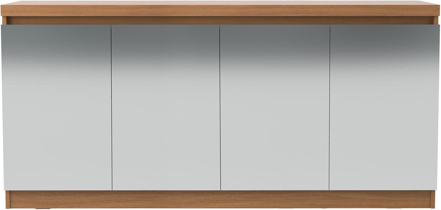 62.99" Viennese 6 Shelves Buffet Cabinet with Mirrors Matte Black - Manhattan Comfort: Modern Console Storage
