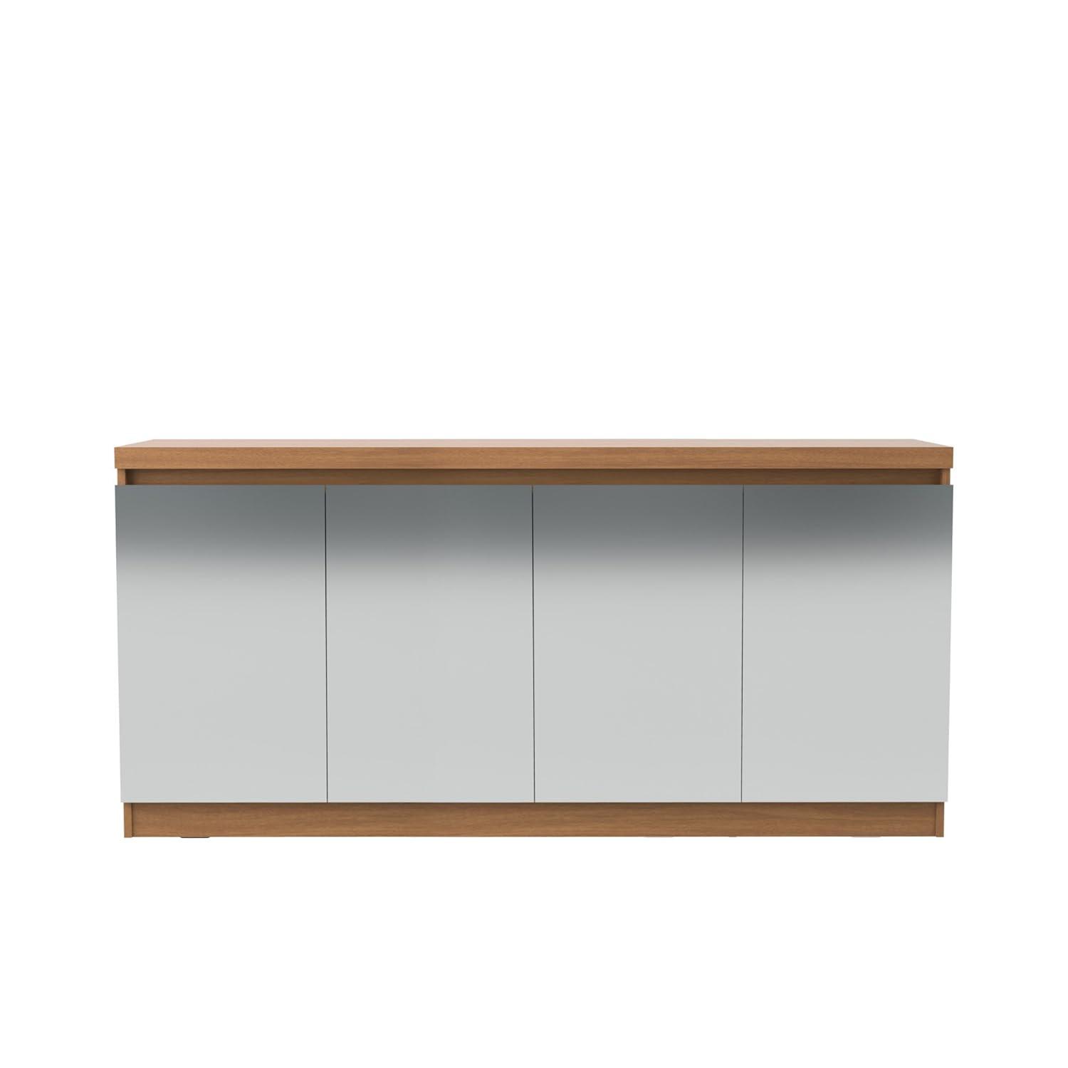 62.99" Viennese 6 Shelves Buffet Cabinet with Mirrors Matte Black - Manhattan Comfort: Modern Console Storage