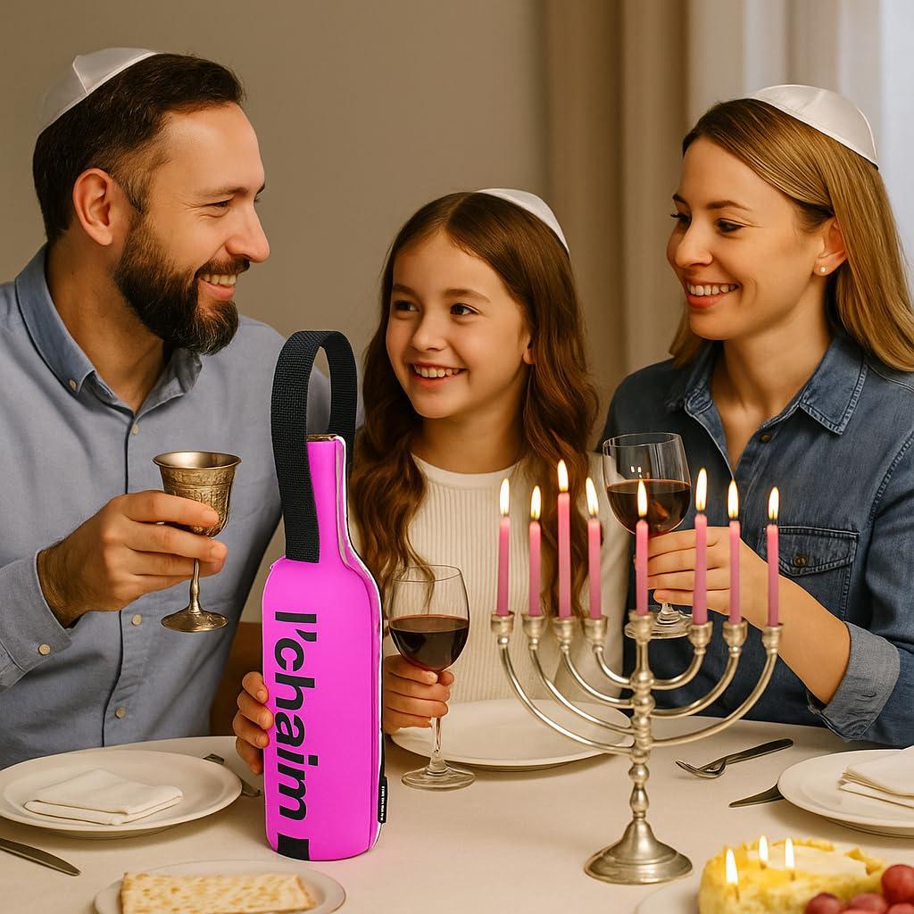 Creative Home Neoprene 1-Bottle Wine Carrier Bag, Pink