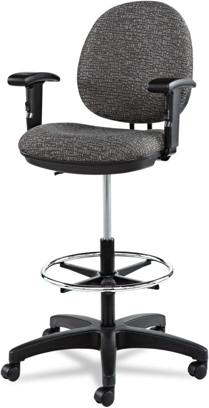 Graphite Gray Fabric Swivel Task Stool with Adjustable Footring