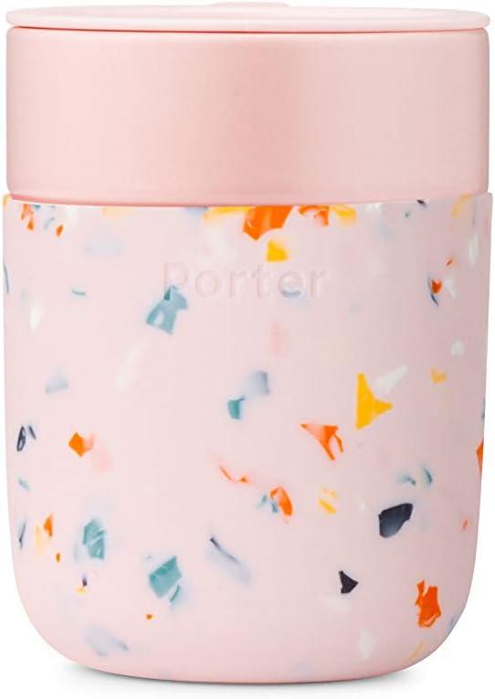 Terrazzo Blush Ceramic Mug with Silicone Sleeve, 12 oz