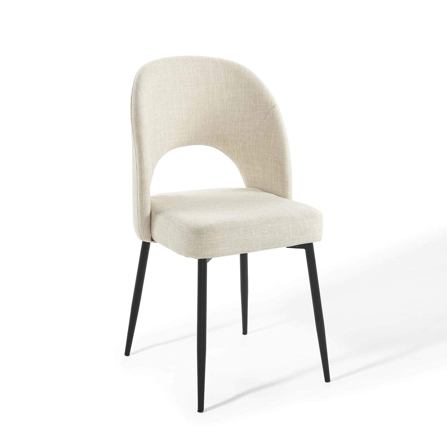 Modway Rouse Upholstered Fabric Side Set of 2 in Black Beige, 2 pcs-Dining Chairs