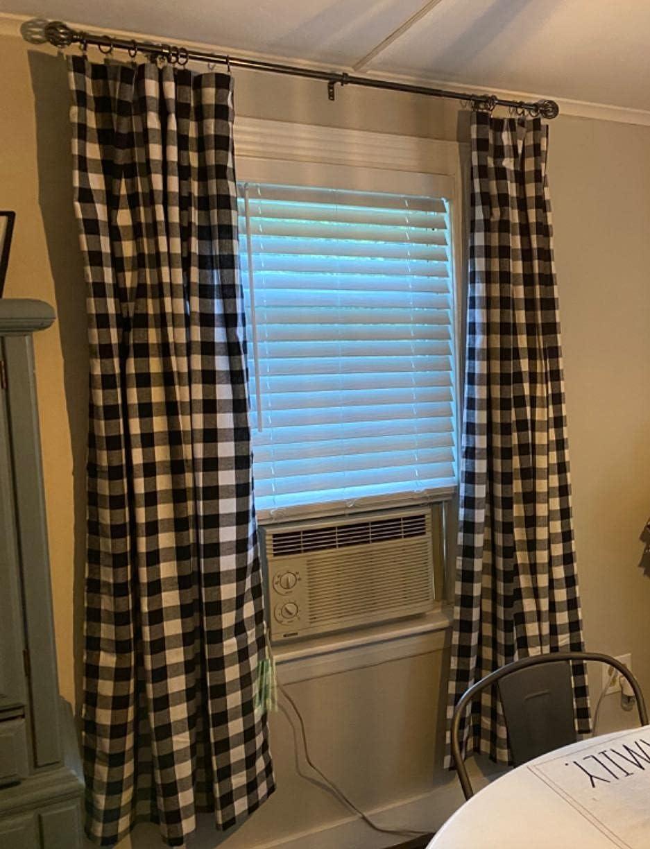 Black and White Cotton Gingham Check Plaid Curtain Panels