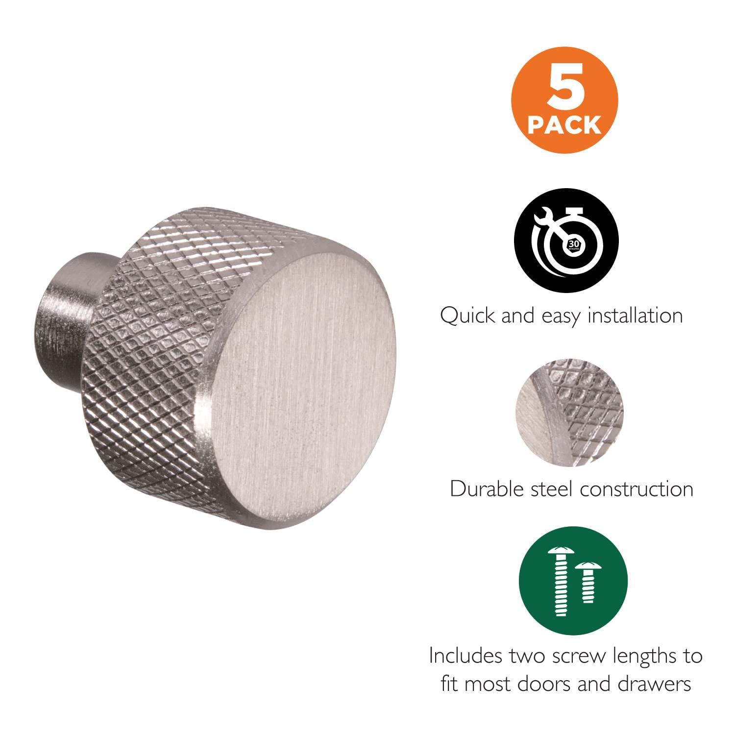 Design House Porter Cabinet Knob for Kitchen Bathroom Closet Dresser Cabinets-5-Pack (Set of 5)
