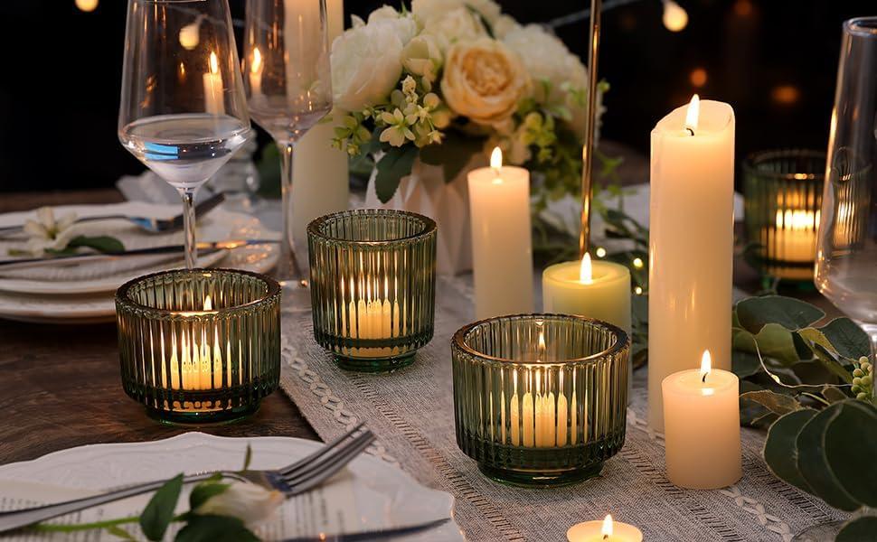 Ribbed Glass Votive Candle Holder (Set of 6)