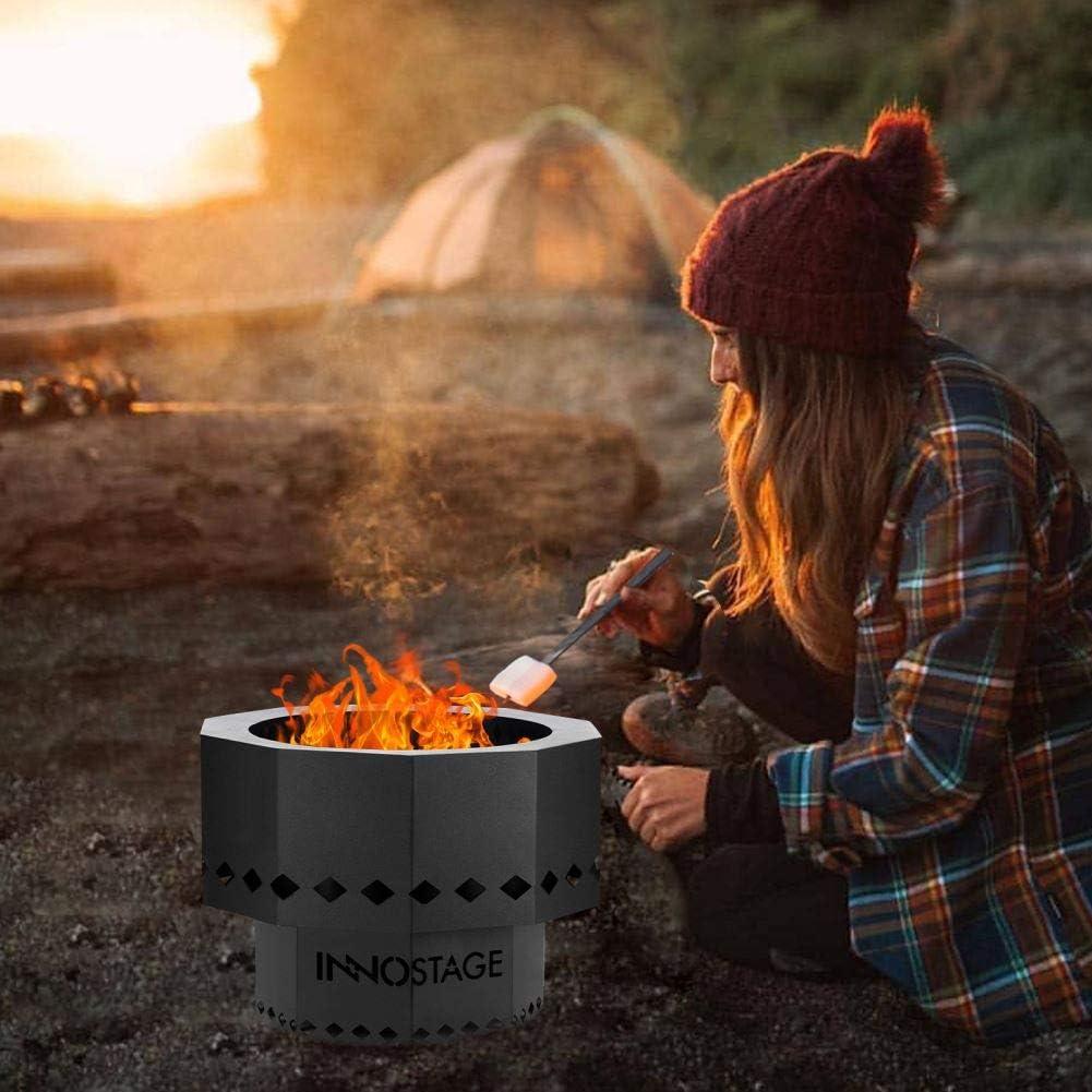 INNO STAGE Patented Smokeless Fire Pit, 13 Inch Low Smoke Camping Stove Outdoor Wood Pellet Burning Spark Portable Carrying Bag, Firepit Grill Bowl of Fireplace Picnic Camping Cooking on Beach - S