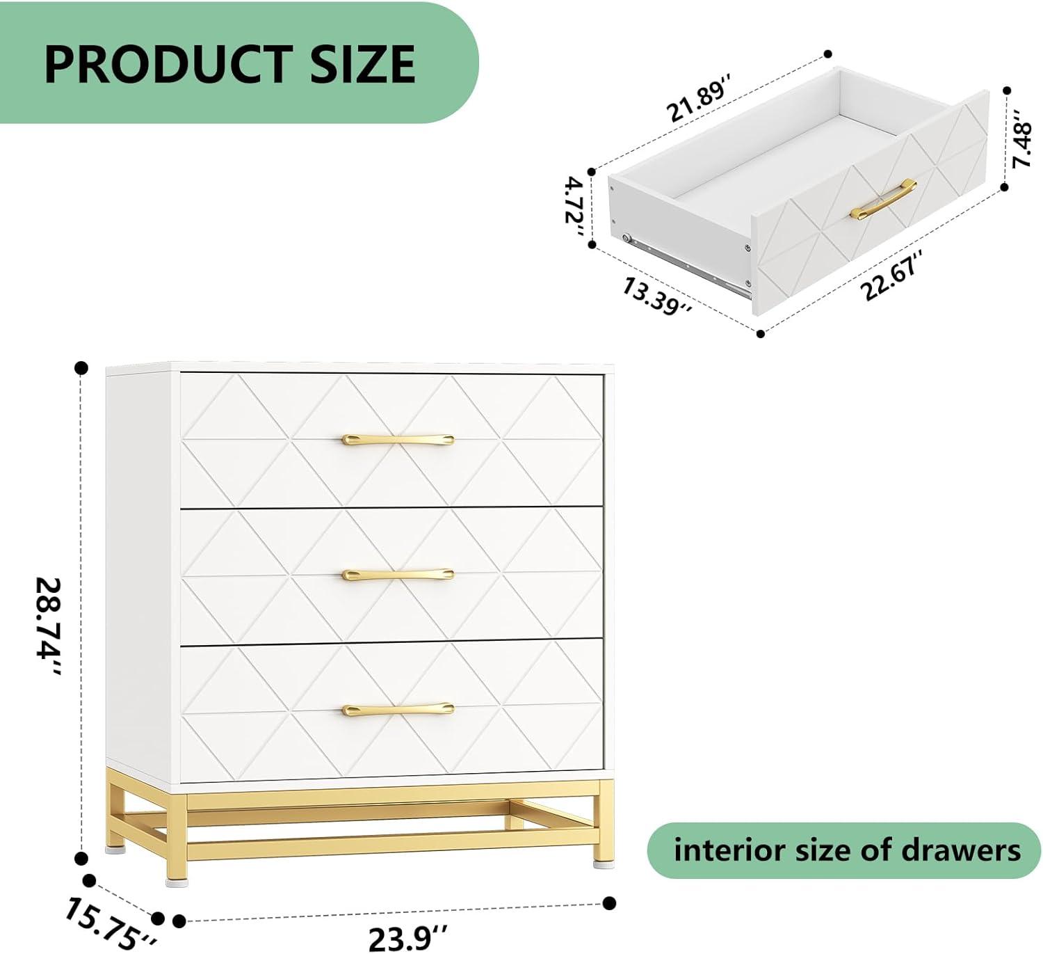 Garvee Dresser for Bedroom with 6 Drawer, Wood Dressers Chest of Drawers with Wide Drawers and Metal Handles for Living Room Hallway Entryway, White