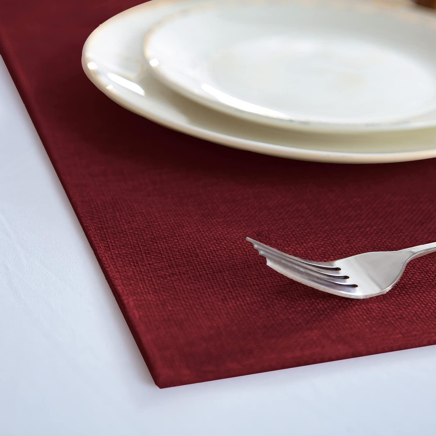 Burgundy Rectangular Linen-Style Fabric Placemats Set of 8