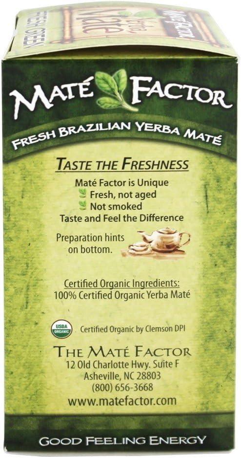 Mate Factor Fresh Green Organic Yerba Mate - Case of 6 - 24 Bags
