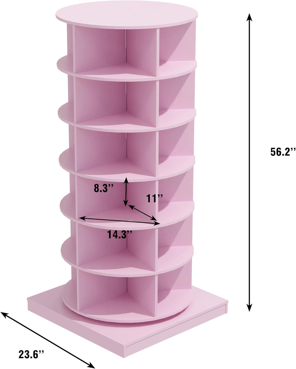 Pink 6-Tier Rotating Shoe Rack with Metal and Plastic