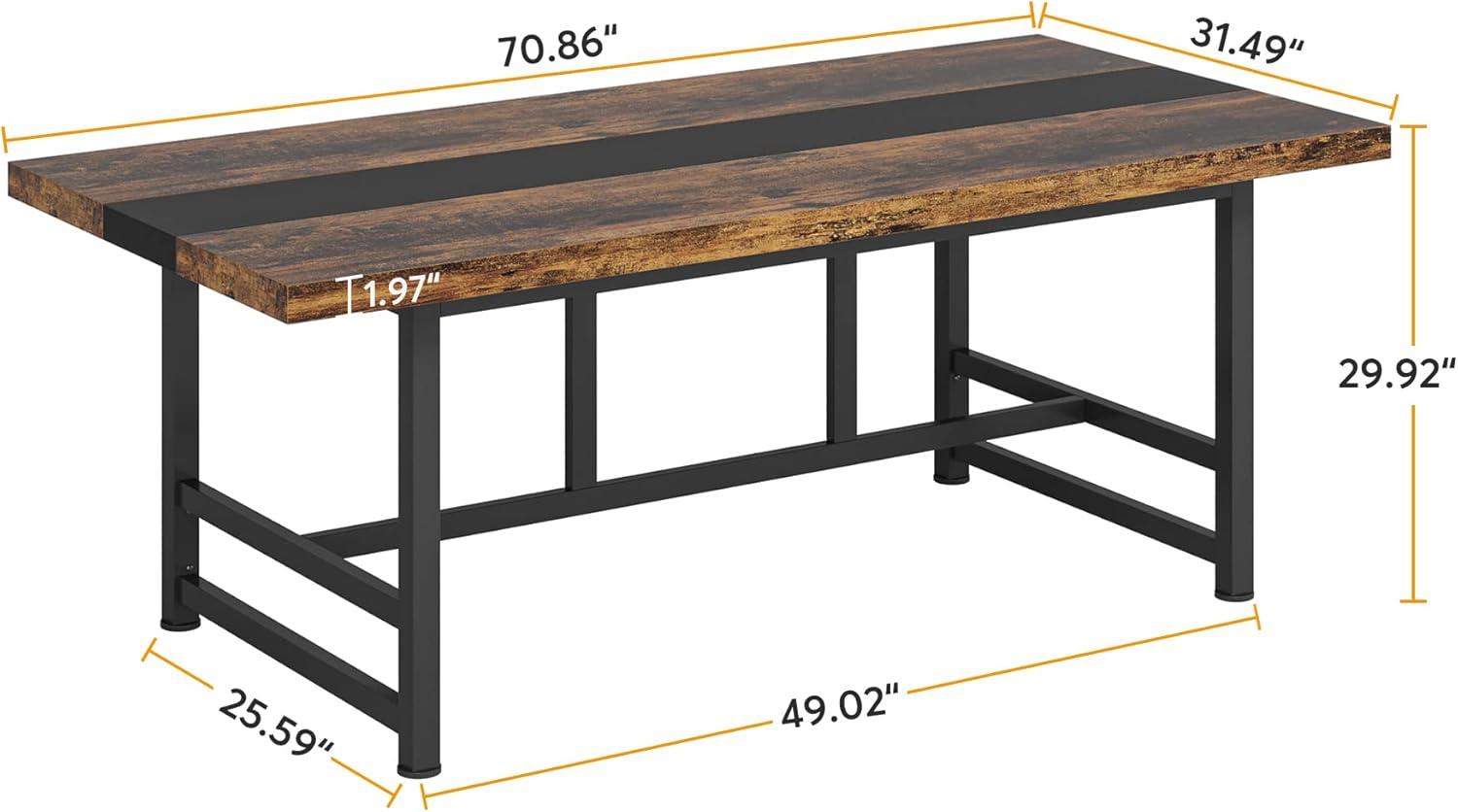 Tribesigns Dining Table for 6 People, Modern Wood Farmhouse Kitchen Furniture Dining Room Table, 70 Inch, Rustic Brown