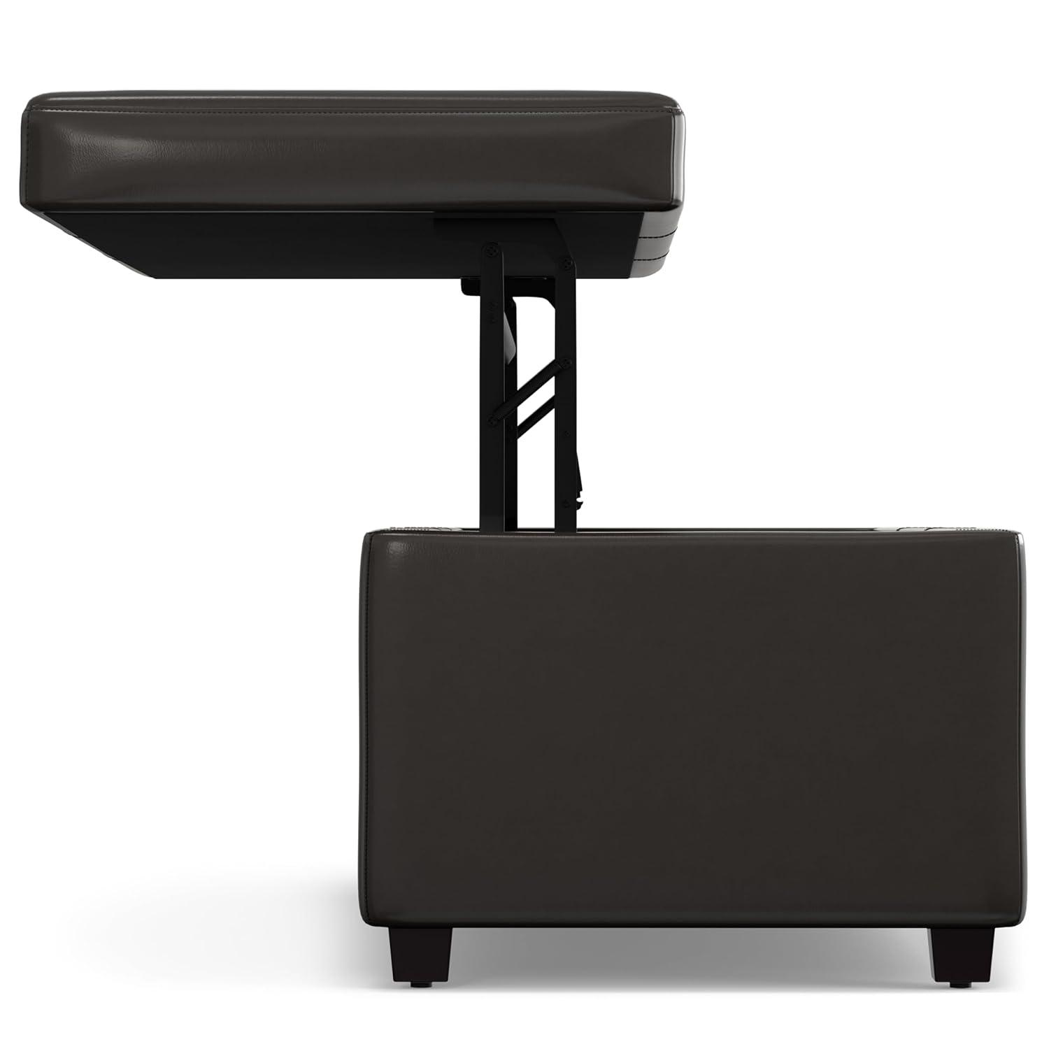 Simpli Home Avalon 44"W Upholstered Storage Ottoman with Lift-Top and Large Interior Storage