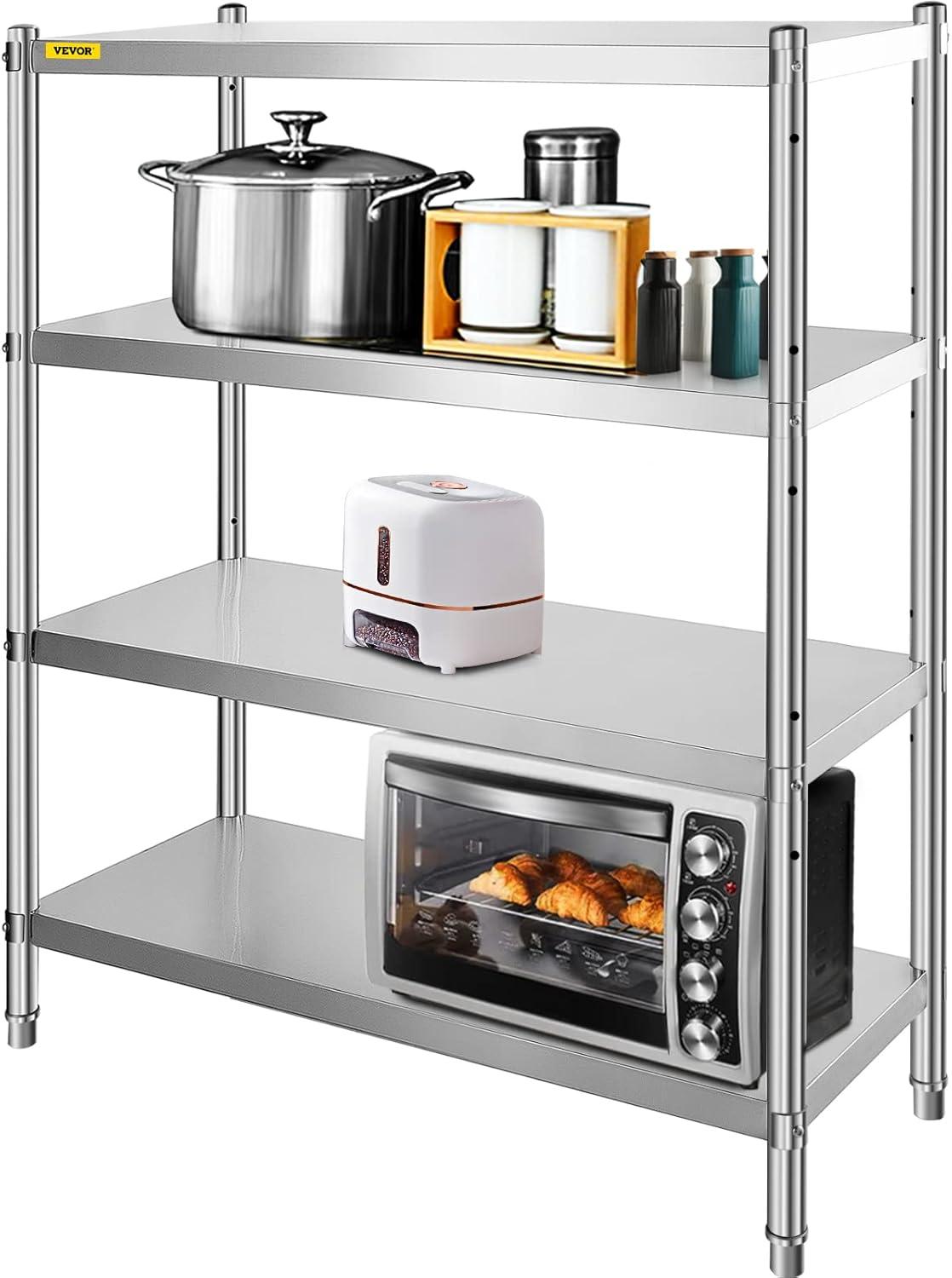 VEVOR 4-Tier Adjustable Stainless Steel Storage Shelf