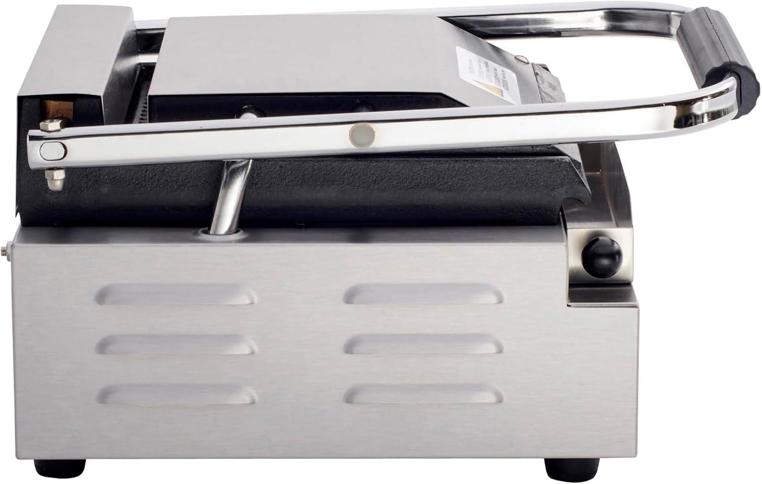 Kratos Commercial Electric Panini Sandwich Grill with Grooved Plates, 9" x 9" Cooking Surface, Commercial Countertop Panini Press, 120V, 1750W (29Y-017)