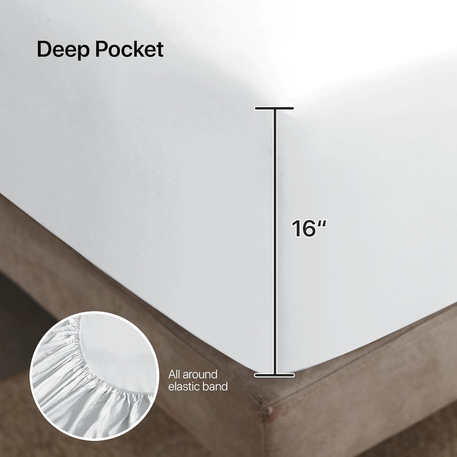 White Bamboo Deep Pocket King Sheet Set