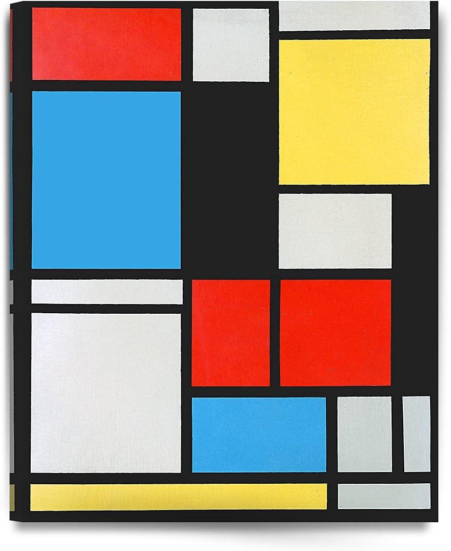 DECORARTS - Ater Piet Mondrian Composition in blue, red and yellow Lithograph in colours. Giclee Canvas Prints Wall Art for Home Decor 24x30"x1.5"