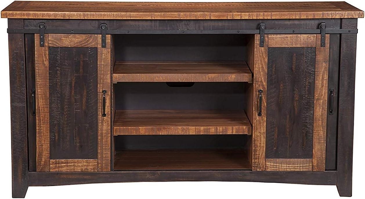 Santa Fe 65" Solid Wood TV Stand Antique Black and Honey - Martin Svensson Home