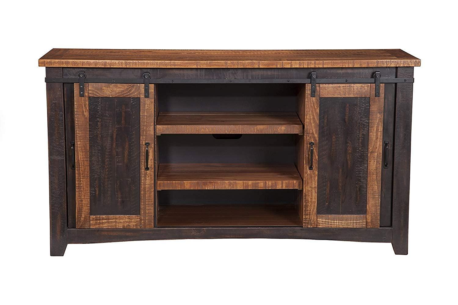 Santa Fe 65" Solid Wood TV Stand Antique Black and Honey - Martin Svensson Home