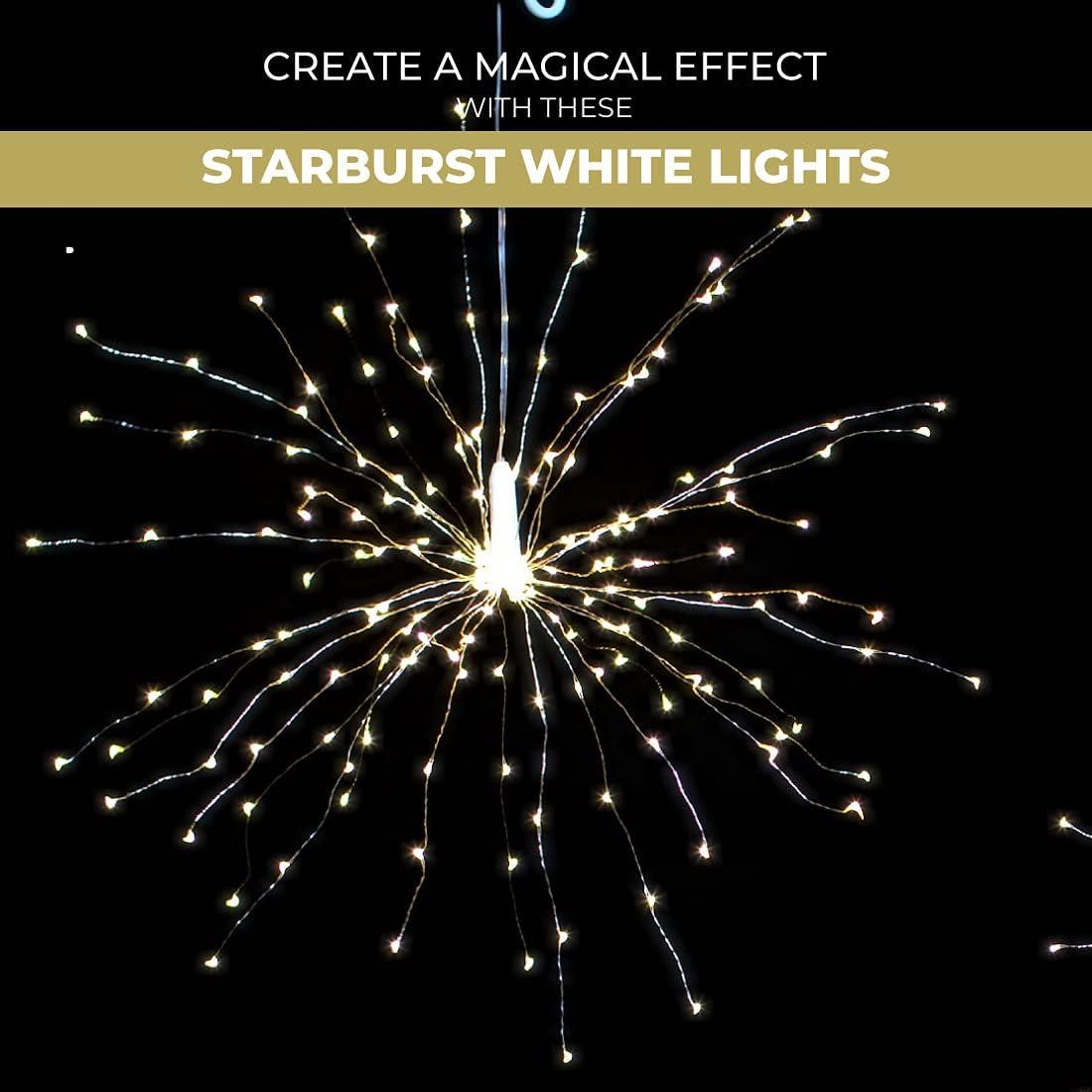 LumaBase Battery Operated Starburst Lights with Remote Control - Set of 2 (White)