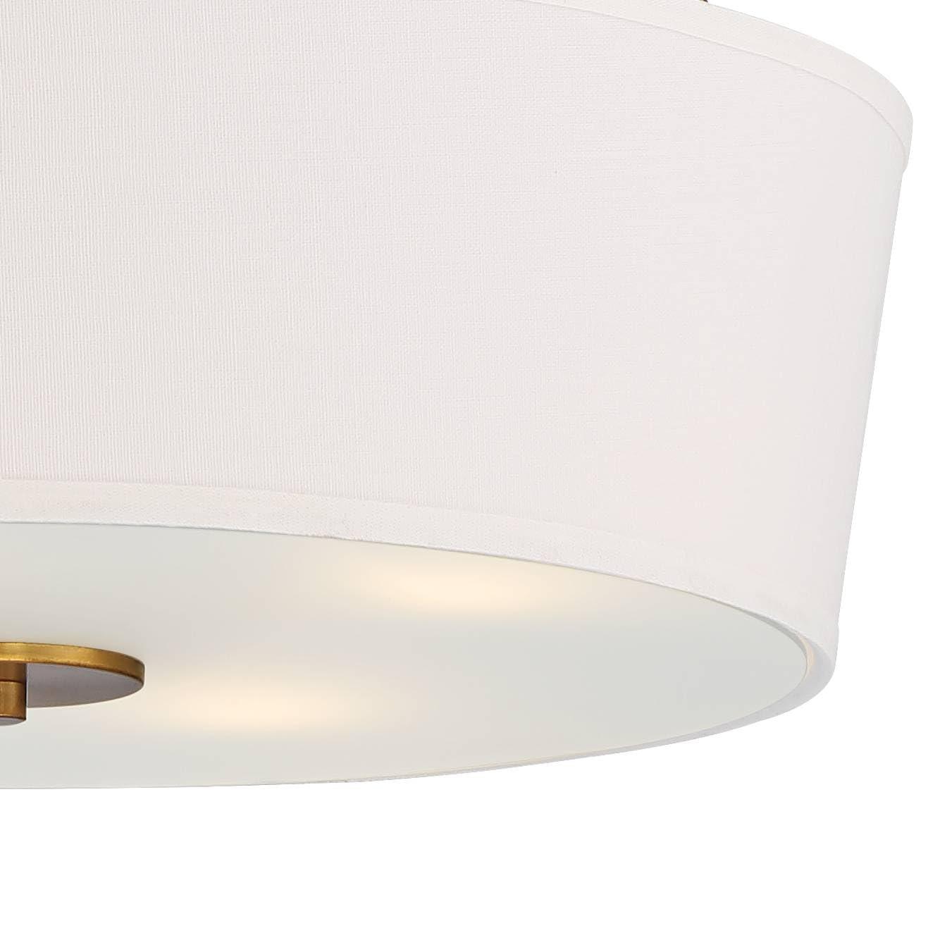 Possini Euro Design Saffira Warm Gold Pendant Chandelier 20" Wide Modern Off White Linen Drum Shade 4-Light Fixture for Dining Room Foyer Kitchen Home
