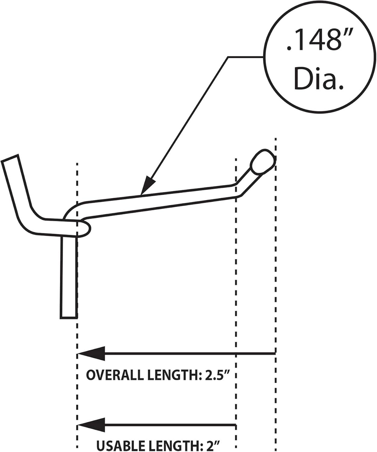 2-Inch Galvanized Metal Pegboard Hook, 50-Pack