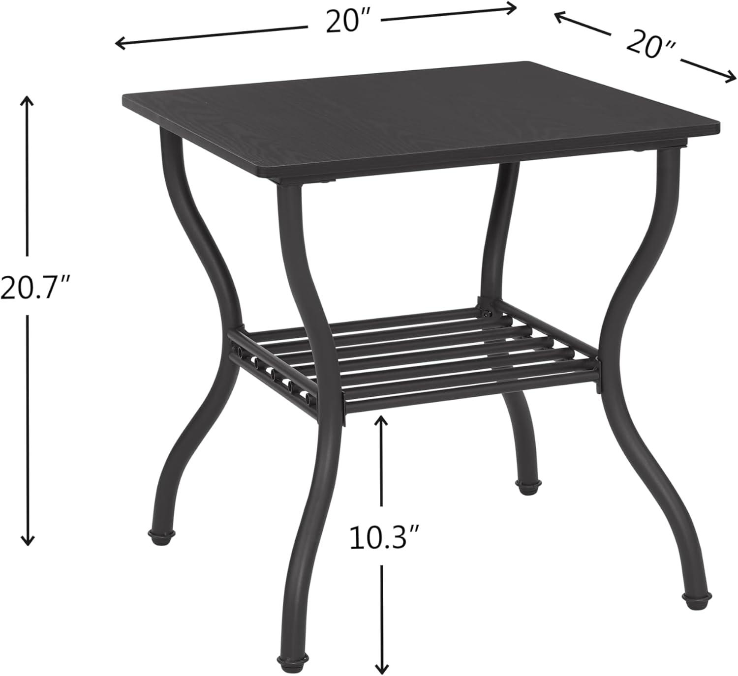 Tcbosik 3 Pieces Living Room Table Set, 40" Rectangle Coffee Table with 2 Square Side Table, Coffee Table Set with Open Shelf for Home Office, Black