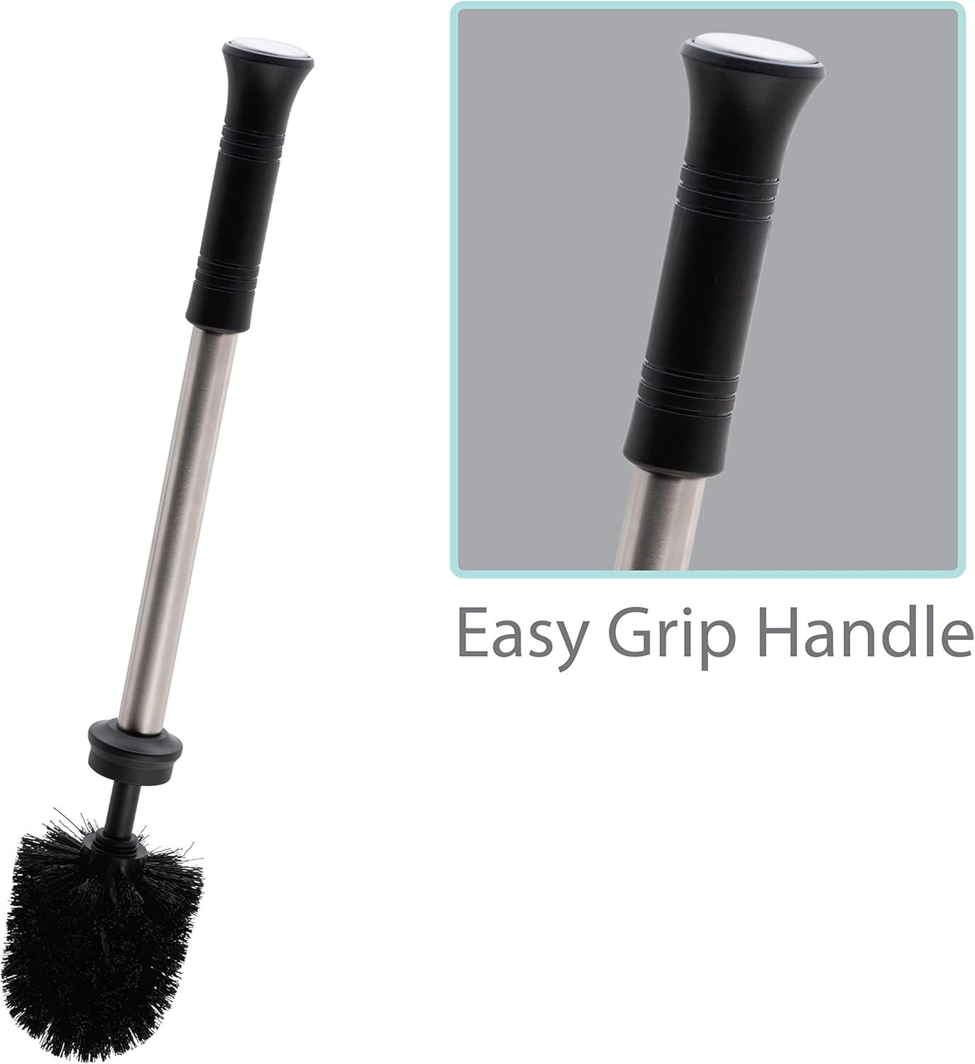 Stainless Steel Toilet Bowl Brush Finger Print Proof Gray - Bath Bliss: Durable Polypropylene Cleaning Accessory