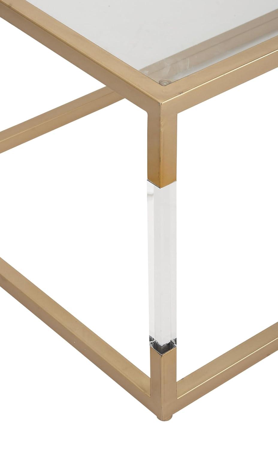 Metal and Glass Coffee Table Gold - Olivia & May: Elegant Iron Frame, No Assembly, Contemporary Design