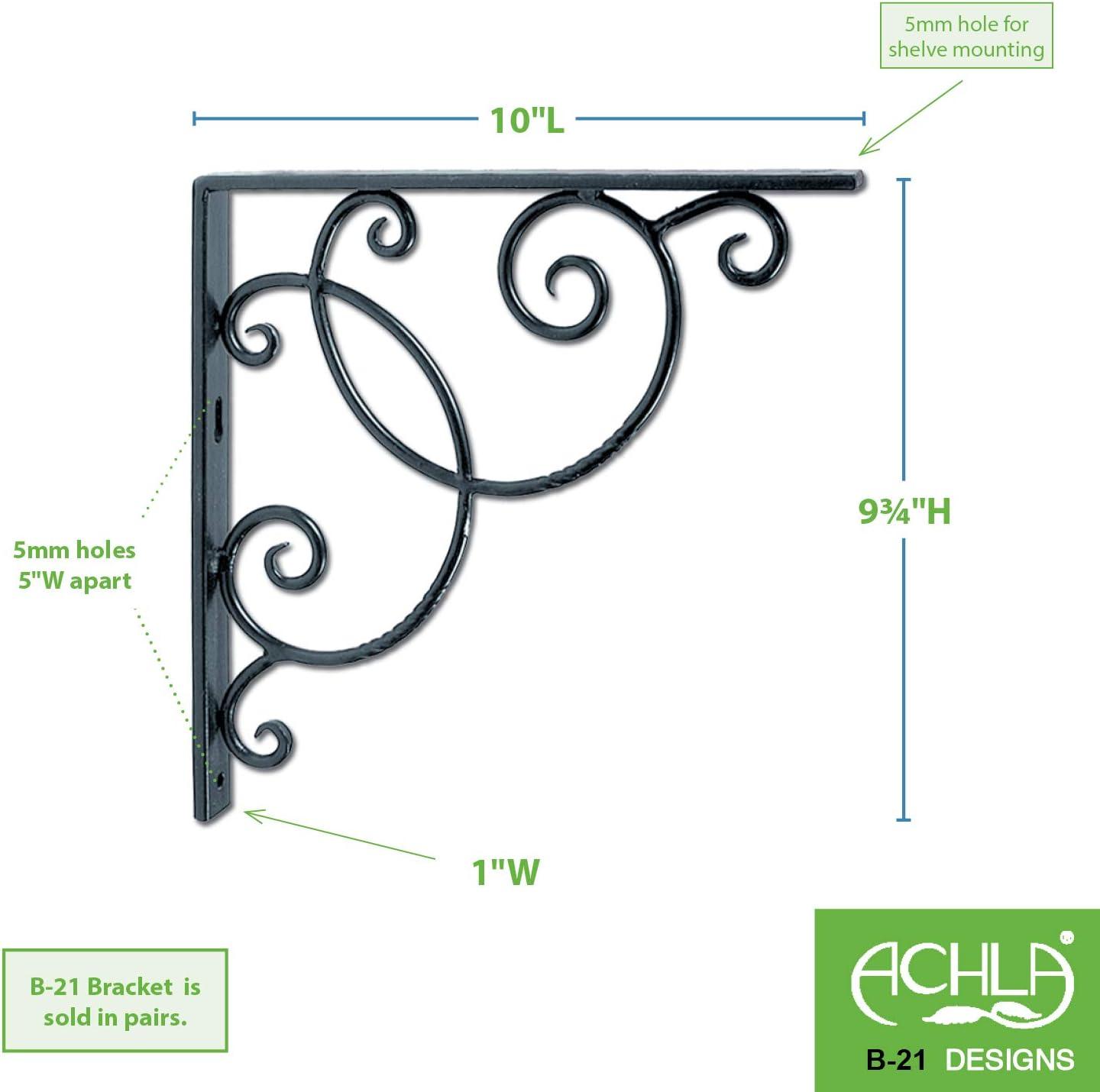 (Pair) Achla Designs Decorative Scroll Shelf Brackets Wrought Iron B-21