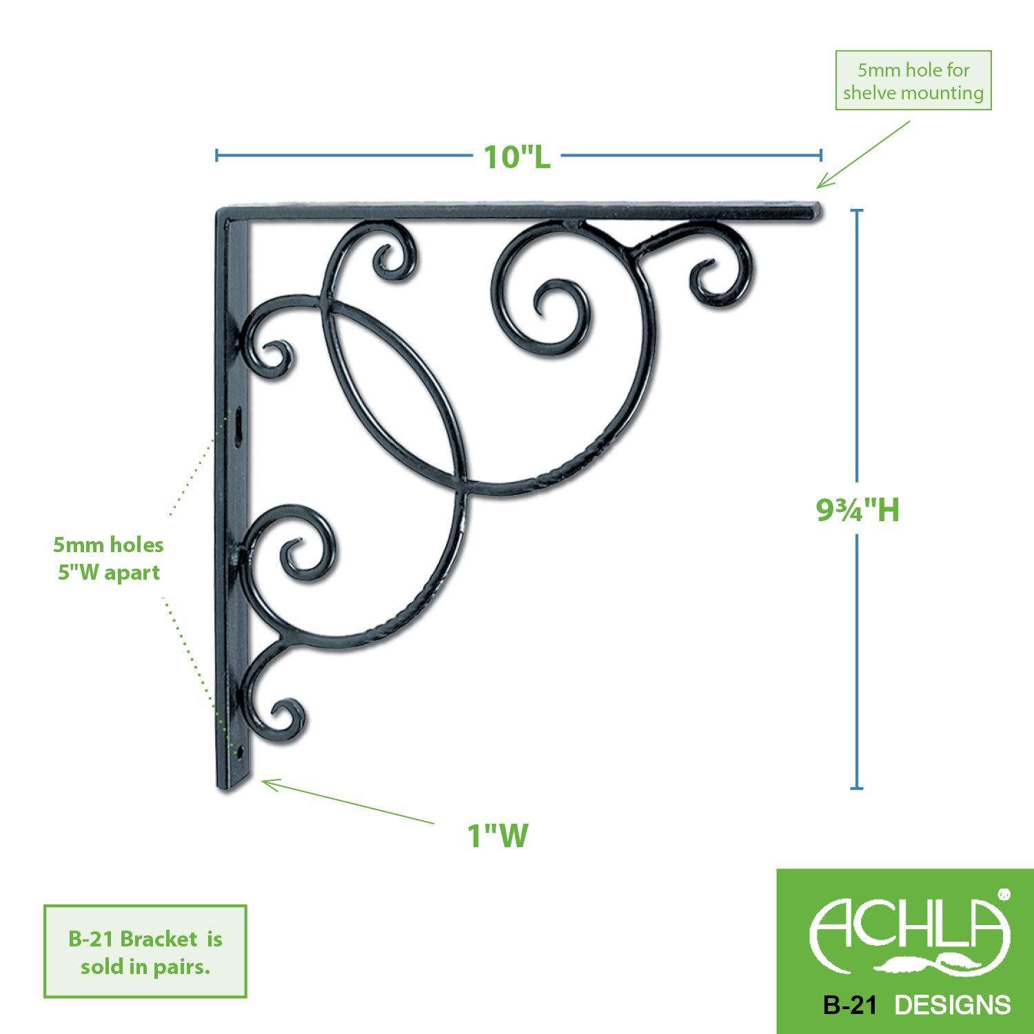 (Pair) Achla Designs Decorative Scroll Shelf Brackets Wrought Iron B-21