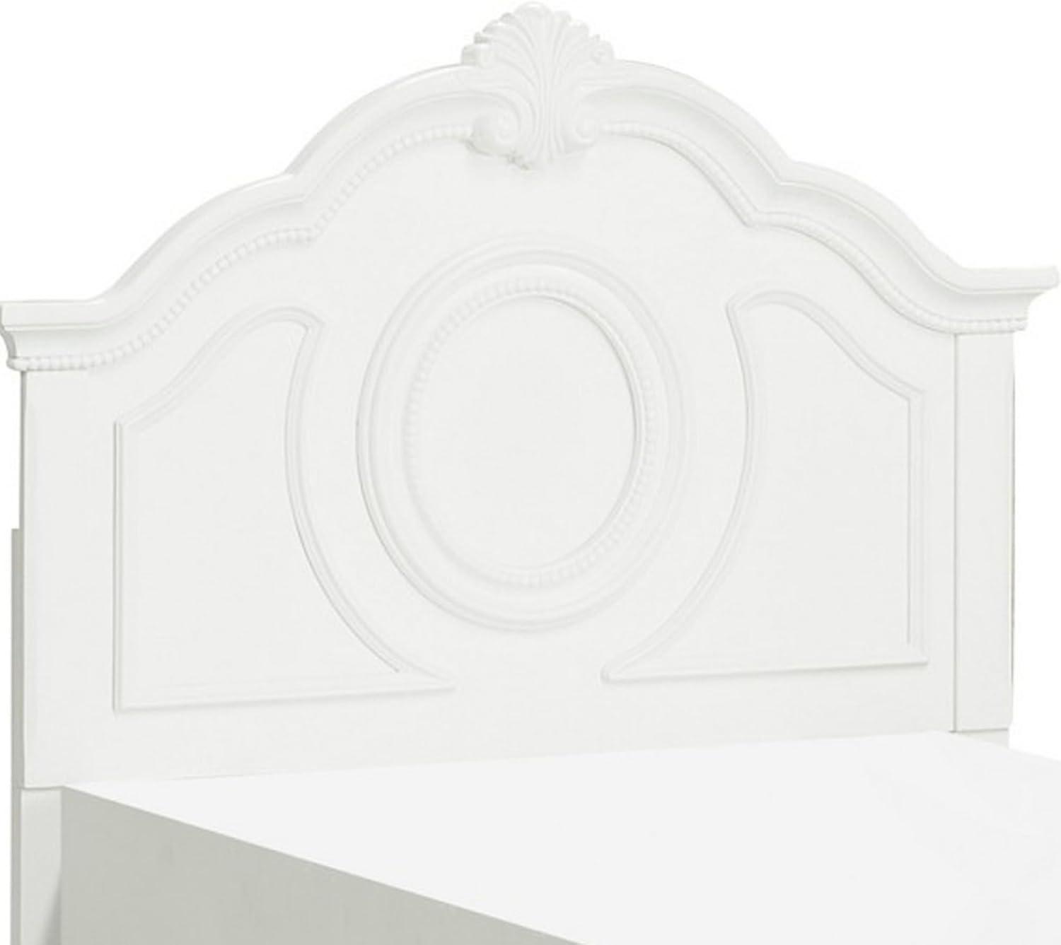 Lilya Traditional Bead Molding & Shell Motif Bed, Crisp White - Full Size