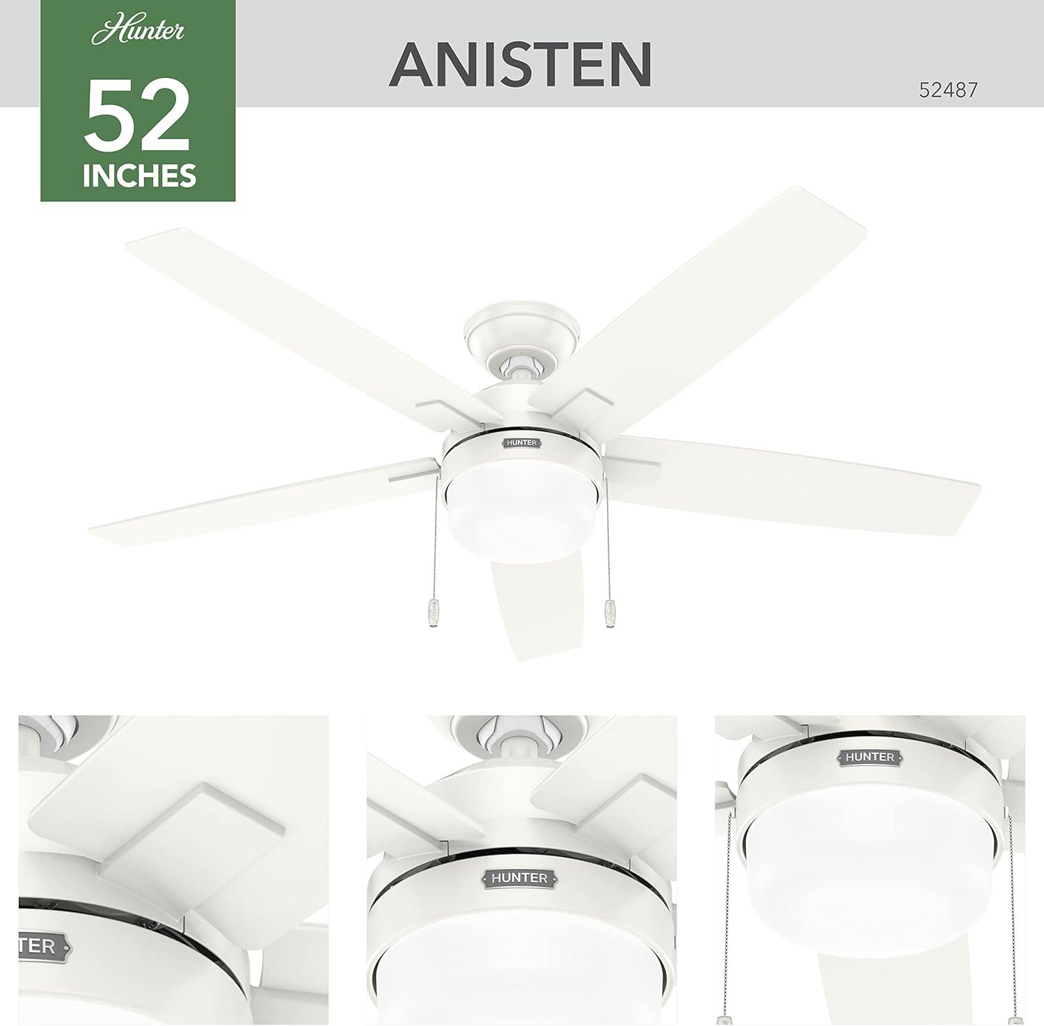 Anisten 52" 5 - Blade Ceiling Fan With Lights and Pull Chains