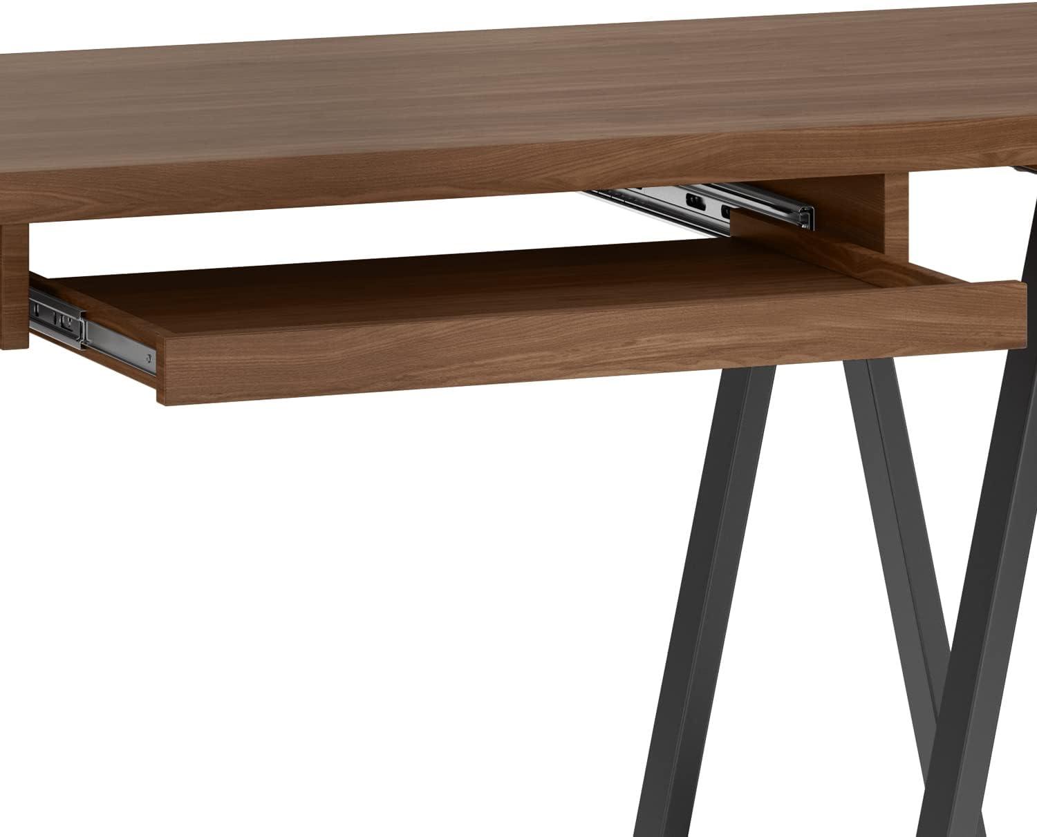 Simpli Home Sawhorse Industrial 60 inch Wide SOLID WALNUT WOOD and Metal Desk