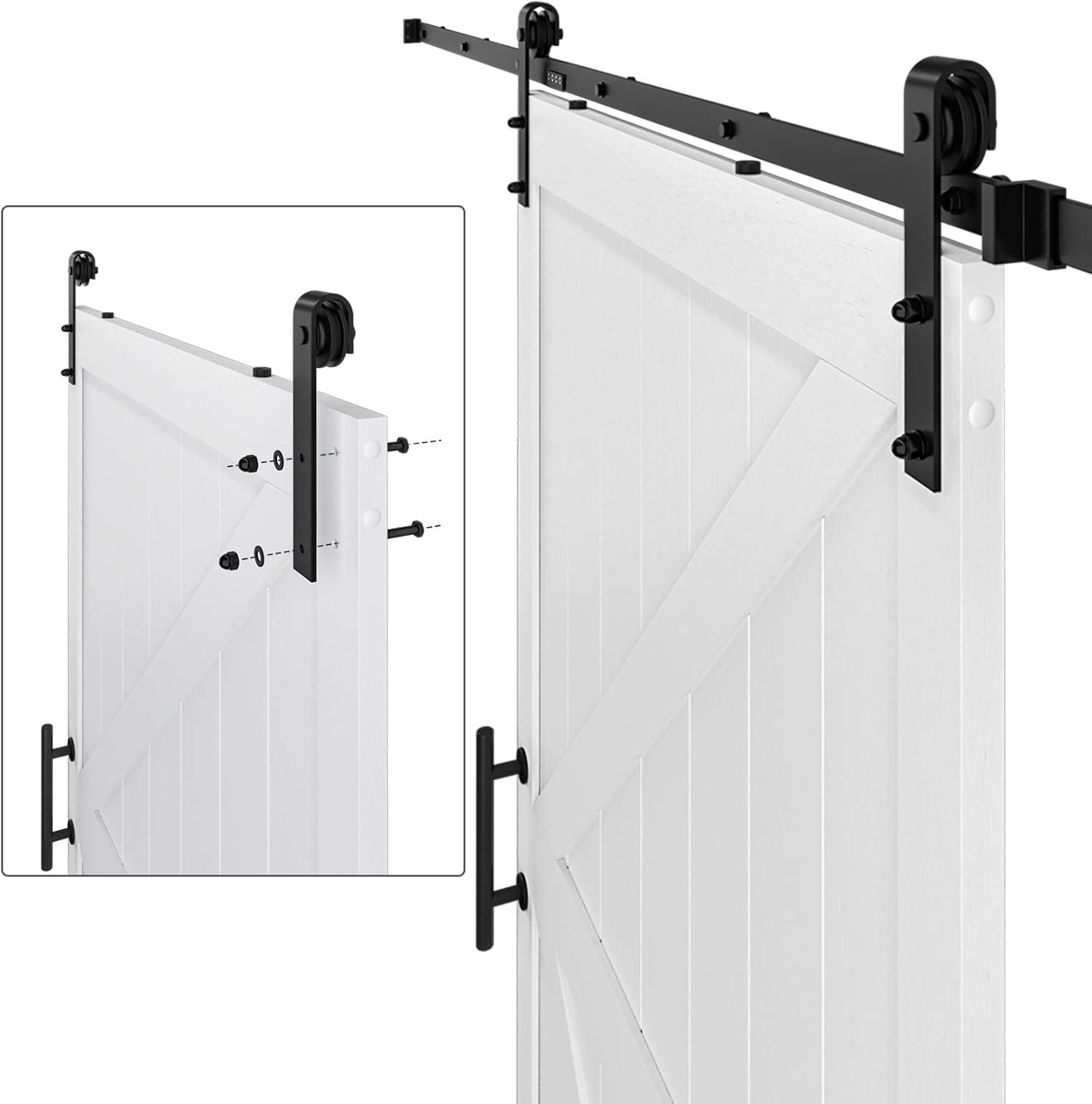 LDB_BUILDING Manufactured Paneled Wood Prefinished Barn Door with Installation Hardware Kit