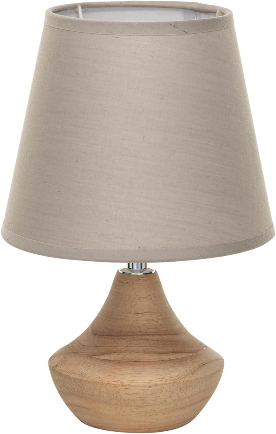 Natural Eucalyptus Wood Bedside Lamp with Linen Shade