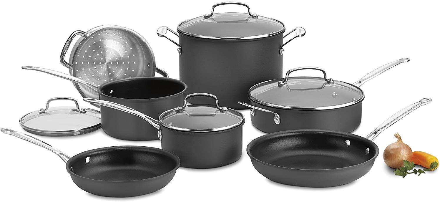 Cuisinart 11-Piece Non-Stick Hard Anodized Cookware Set with Stainless Steel Handles