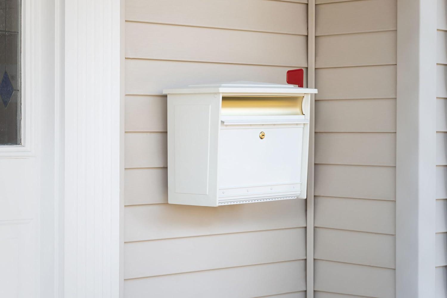 Architectural Mailboxes Mailsafe Locking, Plastic, Medium, Wall-Mount Mailbox in White