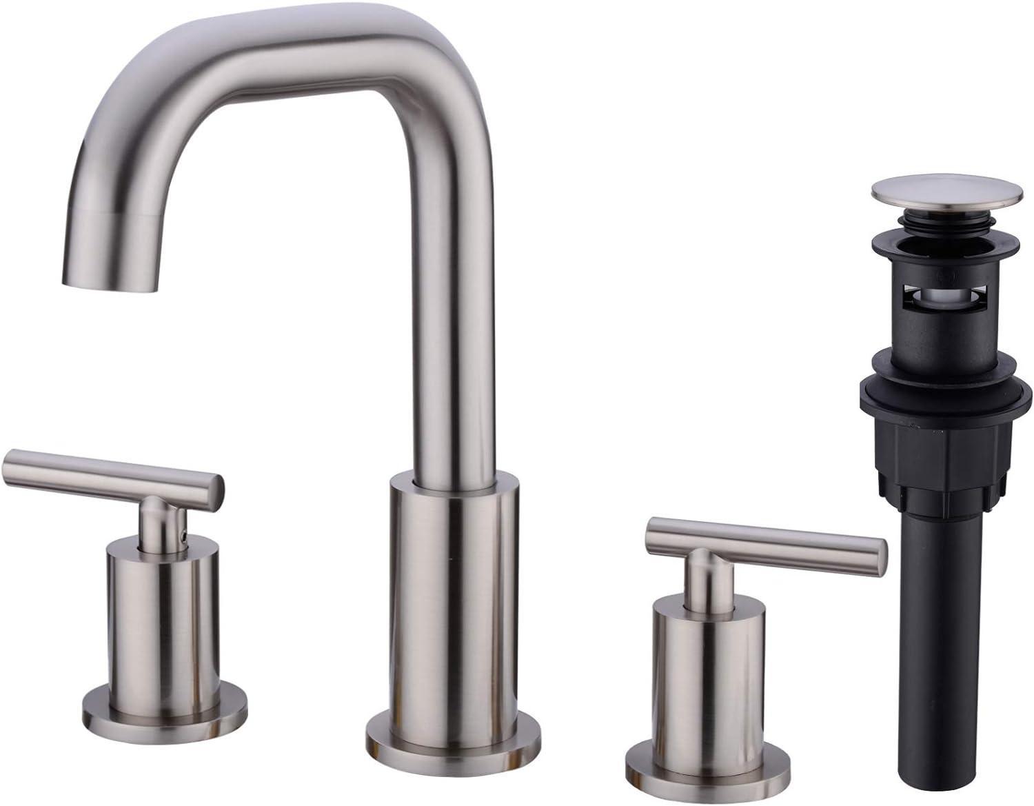 Brushed Nickel 2-Handle Widespread Bathroom Faucet Set