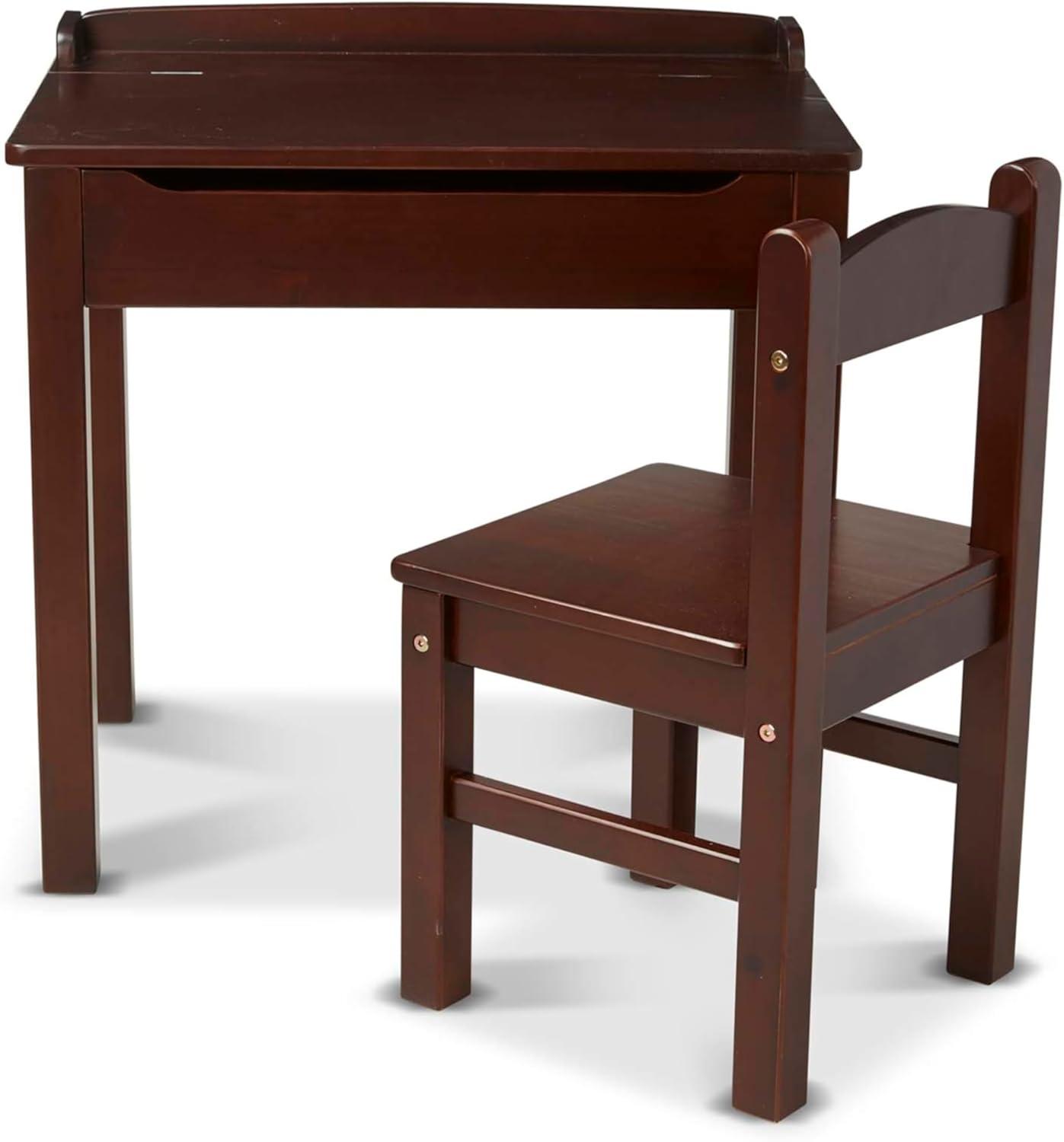 Melissa & Doug Wooden Child's Lift-Top Desk and Chair - Espresso